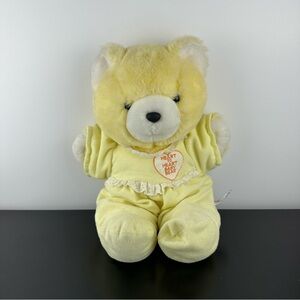 Vintage Heart to Heart Yellow Teddy Bear 15” Chosun Plush Stuffed Not Working